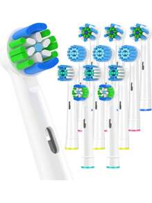 12pcs 1cm Diameter Standard Cleaning Electric Toothbrush Heads, Suitable For 7000/Pro 1000/9600/5000/3000/8000/Genius And Smart Electric Toothbrushes - White - View 2