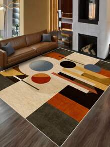 1 Stück Teppich im Wohnzimmer in Großformat mit mehrfarbigem Farbblockdesign, moderner Stil mit 1100g/㎡ Material mit niedriger Polsterung, 5mm Dicke, weich und angenehm anzufühlen, leicht zu pflegen, wasserdicht und fleckabweisend, rutschfeste Rückseite, maschinenwaschbar, Teppich für Lobby, Schlafzimmer, Küche, Esszimmer, Büro, Raumdekoration und Fußmatte.