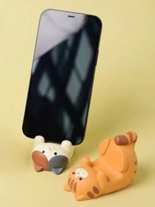 1个/2个猫形树脂桌面摆件，手机/平板电脑支架，房间装饰 - 彩色 - 查看 4