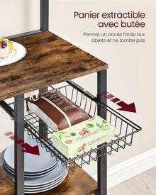 VASAGLE Baker's Racks - Marron Rustic, Noir - View 9