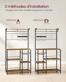 VASAGLE Baker's Racks - Marron Rustic, Noir - View 7