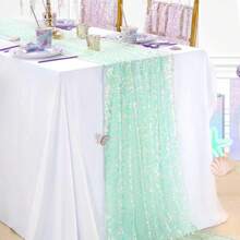 1 pièce Chemin de table pailleté et scintillant thème sirène, convient pour fête d'anniversaire, dîner, décoration de fête de princesse sirène pour hommes et femmes