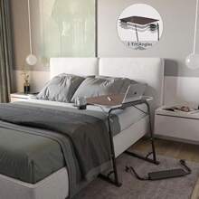 Folding Laptop Table Wooden Portable Computer Desk All-In-One Adjustable Height Tilt Angle Flat-Folding Footrest Cupholder Tablet Holder Edge Stopper - (Black)-DarkWoodMahogany1 - View 4