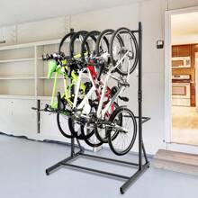 GOCAPTAIN Freestanding Bike Rack For 5 Bicycles, Adjustable Height Vertical Bike Rack, Indoor Bike Storage Rack With 300 Lbs Capacity, Black - Black - View 4