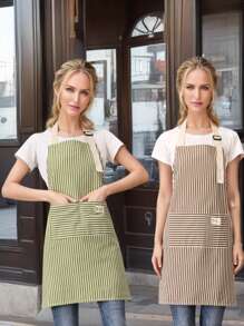 Apron - Simple & Fashionable Kitchen Cooking Working Apron, Stripe Pattern, Anti-Oil For Household - Multicolor - View 4