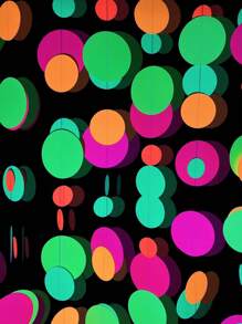 2条装 - 118英寸UV波点纸质霓虹丝带，在黑光灯下会发出霓虹光，适用于UV派对、霓虹派对、荧光派对、婚礼、生日装饰、横幅等。 - 彩色 - 查看 3