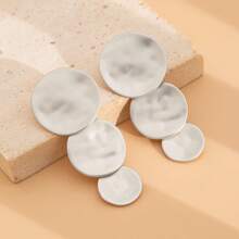 2 Pairs Of Zinc Alloy Handmade Hammered Electroplating Non-Glossy Gold Non-Glossy Silver Vintage Sense Of Metal Texture Daily Casual Workplace Party Clothing Versatile Modification Of The Face Elegant Geometric Asymmetric Fashion Ladies Earrings Set