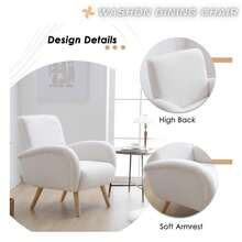 chairus 1PC Wahson Armchair Wing Chair Retro Upholstered Armchair, Lounge Chair With Thickened Backrest Reading Chair Legs Made Of Solid Wood For Living Room/Bedroom, White - 白色 - 查看 4
