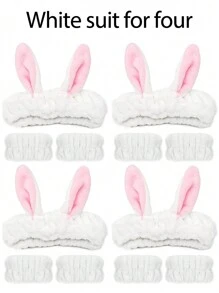 Juego de 6/4/1 diadema de felpa coral impermeable, juego de diadema y muñequera, juego de diadema y muñequera para el cuidado de la piel y spa, herramientas antideslizantes para el lavado y el cuidado de la piel de las mujeres, diadema suave de ducha para el lavado del rostro, herramientas de belleza, diadema de toalla, ducha, maquillaje, entrenamiento, spa, elegante y elegante, un regalo para una mujer, un regalo para un hombre