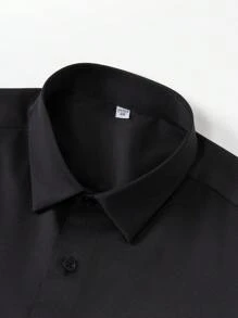 Silk Iron-Free Elastic Men's Long-Sleeved Shirt Solid Color Silky Business Casual Cardigan Composition 96% Polyester 4% Elastane/Single-Piece Shirt/Gram Weight 135g