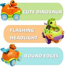 MOONTOY Remote Control Dinosaur Car For Toddler, 2 Pack Dinosaur RC Cars For Kids 2-4 With Lights & Music, Baby Remote Toy For 2 3 4 5 Year Old Boys Girls, Toddler Remote Control Car, Birthday Gift