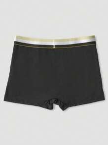 男士黑色時尚印花平角內褲,彈性內衣,適合日常穿著 - 黑色 - 查看 4