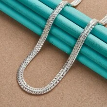 925 Silver Plated Snake Bone Chain 20-24 Inch Necklace For Women Wedding Party Gifts Fashion Jewelry - Silver - View 2