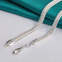 925 Silver Plated Snake Bone Chain 20-24 Inch Necklace For Women Wedding Party Gifts Fashion Jewelry - Silver - View 5