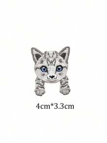 1 Piece Iron On Cartoon Animal Cat Embroidery Handbook Decoration Cloth Self Adhesive Clothes Patch Stickers Summer, School
