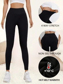 3pcs Women Thermal Lined High Waisted Leggings, Workout Winter Warm Thick Tights Soft Yoga Pants, Women's Clothing - Multicolor - View 7