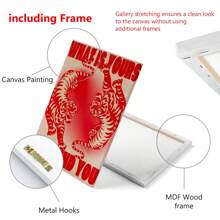 1 Stück, Leinwand Hängeposter, Massivholz 40*50cm gerahmte Malerei, Tiger Poster, 70er Poster, Bestätigungsposter, ästhetische Kunst, rote Wandkunst, Mode Kunstdruck, Retro Poster, Kunst, Vintage Poster, Wohnzimmer Dekoration Hänggemälde