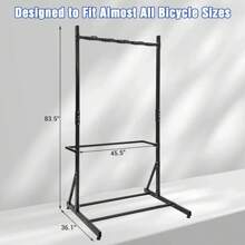 GOCAPTAIN Freestanding Bike Rack For 5 Bicycles, Adjustable Height Vertical Bike Rack, Indoor Bike Storage Rack With 300 Lbs Capacity, Black - Black - View 5