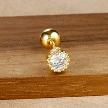 22 种款式不锈钢迷你锆石 1 件式耳钉女士、情人节耳环、18K 镀金螺旋螺旋球耳钉耳屏软骨穿孔首饰、妈妈、母亲、母亲节、礼物 - 金-白-1pc - 查看 28