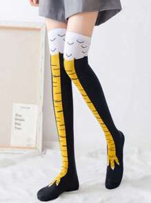 1 Pair Novelty Unisex Chicken Claw Design Knee-High Socks, Fun Cartoon Anime Socks, Cute Gift For Boyfriend, Fall - Multicolor - View 14