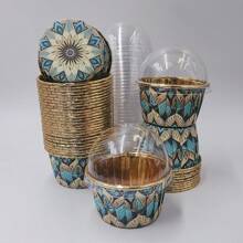 Set , 50/100pcs Disposable Paper Baking Cups, Disposable Cupcake Cups With Lids, Heat Resistant Glossy Cupcake Liners, Muffin Cups