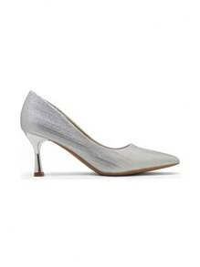 Modische Spitze Stilettos mit Metalltextur für Hochzeit, Party, Bankett, stilvolle High Heels - Argent - Übersicht 1