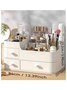 1 szt. Szuflada do przechowywania kosmetyków, duży organizer na produkty do pielęgnacji skóry na toaletce, plastikowy stojak na szminki, świetny jako prezent na Walentynki - Wielokolorowe - Zobacz 8