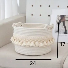 1 件吉祥结流苏手工编织绳收纳篮、洗衣篮、儿童玩具和桌面收纳盒 - 24*17cm - 查看 3