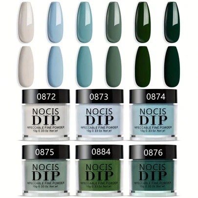 NOCIS Dipping Powder, Sage Green Mist Blue Light Grey Dark Olive Shades Earth Tone Acrylic Nail Kit Matcha Avocado 3D Acrylic Nail Art French Nail Extension Salon Manicure Gifts St. Patrick's Dayacrylic Press On Nails