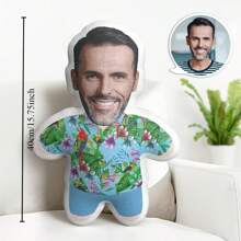 1pc Customized Photo Plush Cushion/Pillow - Soft PP Cotton Filled, Double-Sided Printing, Hawaiian Shirt Design, Beautiful Holiday Or Anniversary Gift For Parents Or Partner, Unique Home Decor, Hand Washable.
