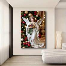 Christmas Angel Canvas Printing, Suitable For Bedroom, Kitchen, Bathroom, Living Room, Office Art Decoration-1 Pc Wooden Framed Canvas Painting Thickness Cm/0.9inch High Quality Wall Art Prints Poster Direct Hanging Wall Picture Decor For Home Gifts, Christmas Gift, Living Room, Bath Room, Bedroom, Kitchen