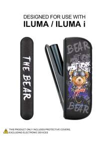 1 unidade de capa protetora decorativa antiqueda para IQO ILUMA/ILUMA I ONE ILUMAPRIME, caixa para 20 HeatSticks, acessório de moda, superfície em couro PU multicolorido com estampa de urso de anime Argyle, proteção completa de 360 graus, absorção de impacto, antiderrapante, ideal para fumantes, presente criativo para namorado(a) em aniversários, Ano Novo, Dia dos Namorados e Natal.