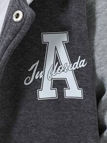 2 sztuki młodzieżowego, sportowego, casualowego, wygodnego, sportowego swetra z nadrukiem w kształcie litery "A" i kontrastowym guzikiem + spodnie w kratkę, jesień/zima