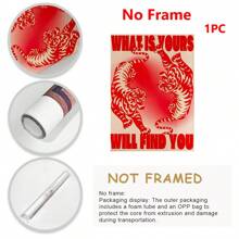 1 Stück, Leinwand Hängeposter, Massivholz 40*50cm gerahmte Malerei, Tiger Poster, 70er Poster, Bestätigungsposter, ästhetische Kunst, rote Wandkunst, Mode Kunstdruck, Retro Poster, Kunst, Vintage Poster, Wohnzimmer Dekoration Hänggemälde