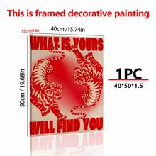 1 Stück, Leinwand Hängeposter, Massivholz 40*50cm gerahmte Malerei, Tiger Poster, 70er Poster, Bestätigungsposter, ästhetische Kunst, rote Wandkunst, Mode Kunstdruck, Retro Poster, Kunst, Vintage Poster, Wohnzimmer Dekoration Hänggemälde