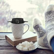 手冲咖啡滤纸折叠便携可重复使用不锈钢滴滤咖啡茶杯滤纸咖啡滤纸黑色 - 黑色 - 查看 10