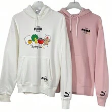 Puma SUPER FOODS白色蔬菜衛衣吐司衛衣情侶衛衣卡通印花連帽運動套頭衫