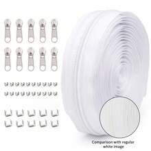 1 Set = 4.5M Zipper + 10 Zipper Pulls + 20 Top Stops + 10 Bottom Stops, #5 Nylon Zippers, 85 Color Options, Suitable For Garments, Bags, Home Textiles, Bedding