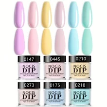 NOCIS 6-Color Dip Powder Nail Kit - Blue & Green Shimmer, All-Season French Starry Ocean Banquet Designs, DIY Manicure Salon Essentials For Women, No UV Lamp Neededacrylic Press On Nails - Multicolor - View 1