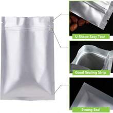 100pcs Silver Aluminum Foil Bags Self-Sealing Ziplock Bags, Thickened Tea Food Long Term Storage Bags Cat Dog Food Dispensing Moisture Tin Paper Packaging Bags For Party Supplies