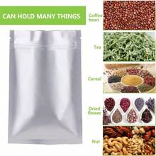 100pcs Silver Aluminum Foil Bags Self-Sealing Ziplock Bags, Thickened Tea Food Long Term Storage Bags Cat Dog Food Dispensing Moisture Tin Paper Packaging Bags For Party Supplies