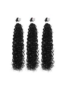 100g/3 Stücke Lockiges Kunsthaar Verlängerungen in Schwarztönen, dicke, äußerst weiche Proteinseide kleine Locken Bündel 24 26 28 Zoll, praktisch und angenehm