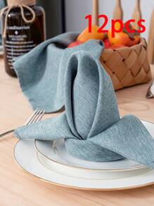 6/12/270 件简约纯色布餐巾，可水洗，可重复使用，适用于餐厅、派对、宴会、餐桌 - 彩色 - 查看 13