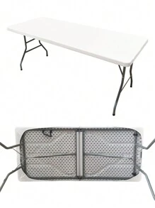 1/2 قطعة مفرش طاولة مستطيل قابل للغسيل، مناسب للحفلات الخارجية والتخييم، قابل للطي، مفرش طاولة مرن، من قماش بولي إستر متين، لديكور المنزل، المقاس 4 قدم/6 قدم/8 قدم