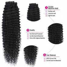MIRONICA 12A Deep Wave Bundles Human Hair 30 Inch Brazilian Deep Curly Human Hair Bundles Double Weft Bundles Natural Black - Natural Black - View 7