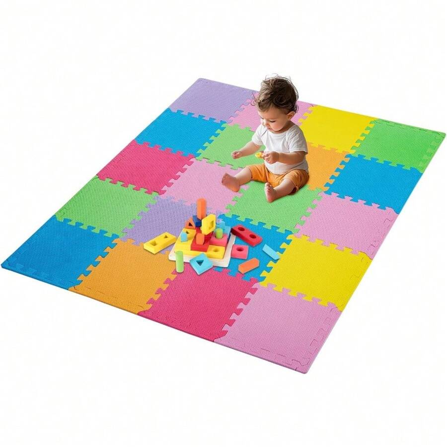 20Pcs Foam Baby Play Mats 30x30x1cm EVA Baby Floor Tiles Thick Soft Floor Interlocking Mat Waterproof High-Resilience Foam Floor Puzzle Mat For Children's Play And Crawl (Multicolor)