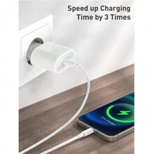 Chargeur rapide PD 20W + Câble de données de charge rapide PD, Adaptateur de chargeur rapide, Compatible avec 14 Pro Max/14 Pro/14 Plus/14/13 Pro/13/12/11/XS/XR/8/7//Série iPad, Norme européenne, Kit de charge efficace, Chargeur mural multifonction PD 20W norme européenne, Convient pour les voyages, le bureau, le dortoir et la maison