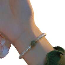 1pc/Set Popular Blue Chalcedony Bracelet Pearl Beaded Bracelet, High-End Versatile Best Friend Bracelet With Rotating Beads For Women - Blue and White - View 6