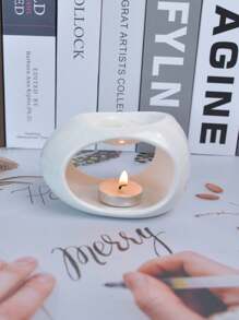 1pc Egg-Shaped Ceramic Aroma Diffuser, Home/Office Essential Oil Burner, Dry Wax/Coffee Grounds Fragrance Diffuser, Home Decor Gifts Birthday Graduation - White - View 3