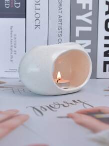 1pc Egg-Shaped Ceramic Aroma Diffuser, Home/Office Essential Oil Burner, Dry Wax/Coffee Grounds Fragrance Diffuser, Home Decor Gifts Birthday Graduation - White - View 4